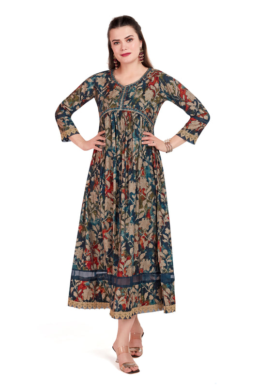 MULTY COLOURED FLORAL FANTASY LONG KURTI