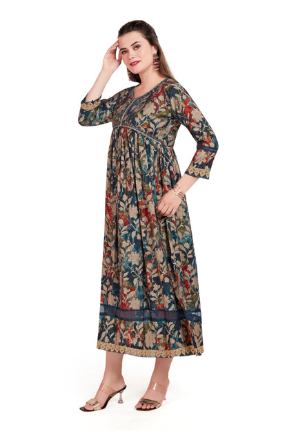 MULTY COLOURED FLORAL FANTASY LONG KURTI