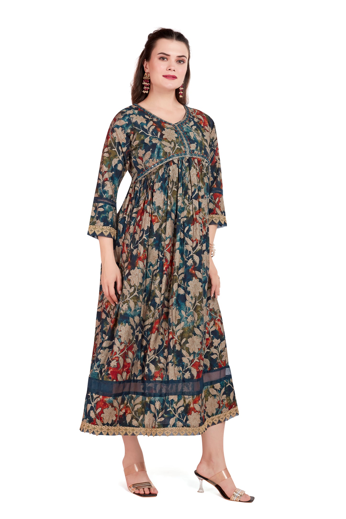 MULTY COLOURED FLORAL FANTASY LONG KURTI