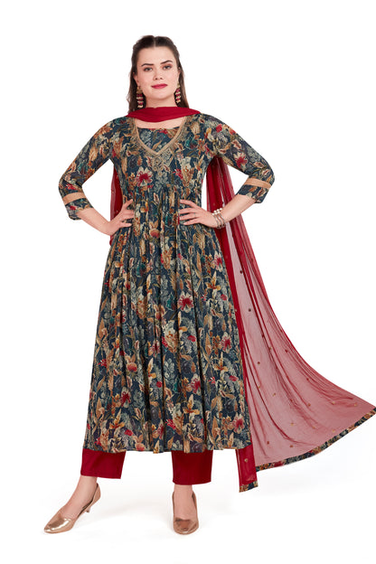 PURE CHINON KURTI SET WITH DUPATTA