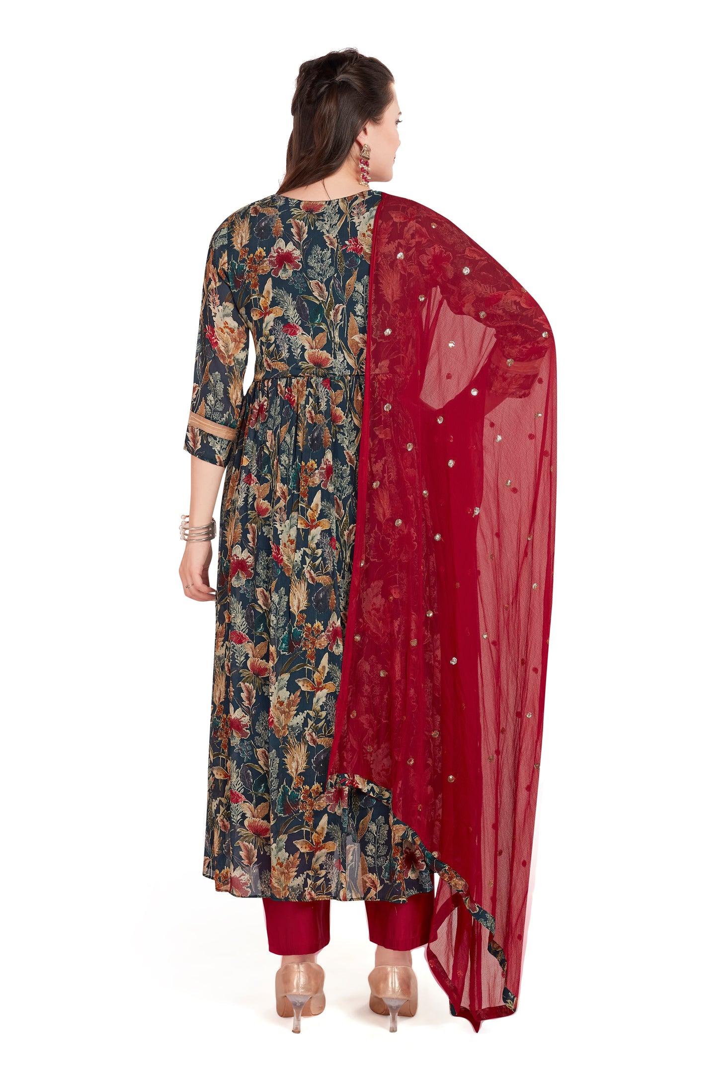 PURE CHINON KURTI SET WITH DUPATTA