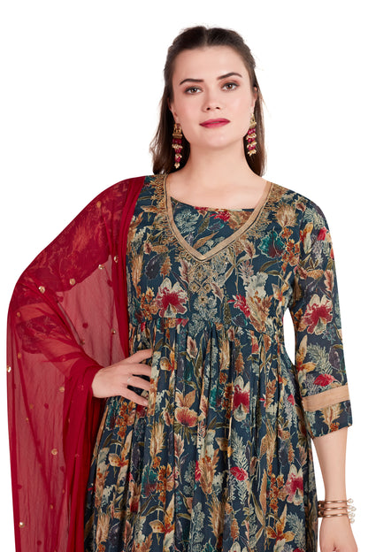 PURE CHINON KURTI SET WITH DUPATTA