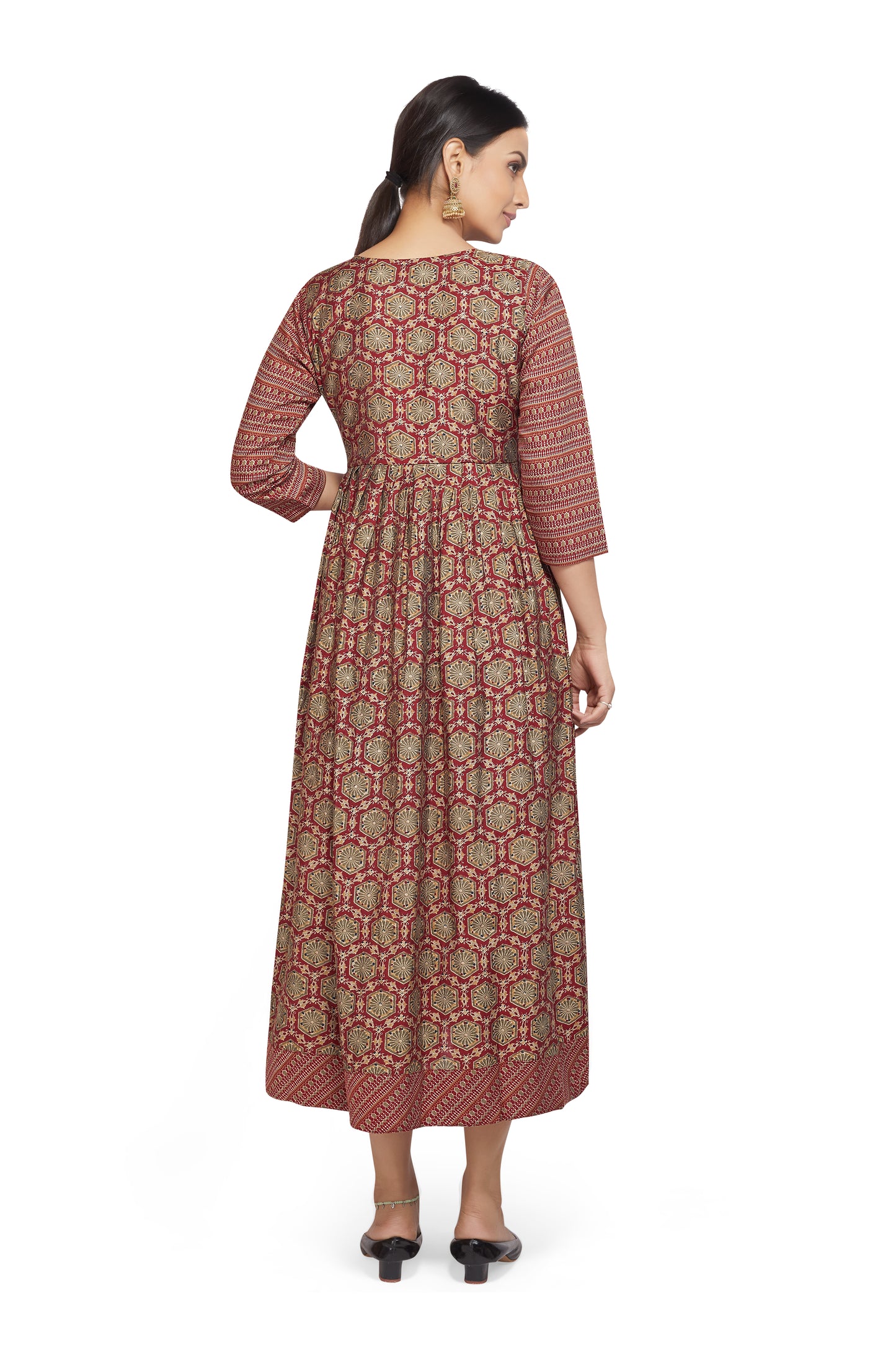 MAROON PRINTED LONG KURTI