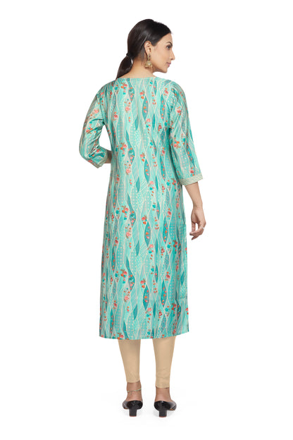 TURQUOISE PRINTED KURTI