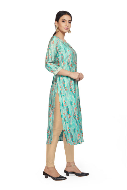 TURQUOISE PRINTED KURTI