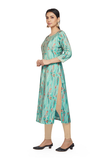 TURQUOISE PRINTED KURTI