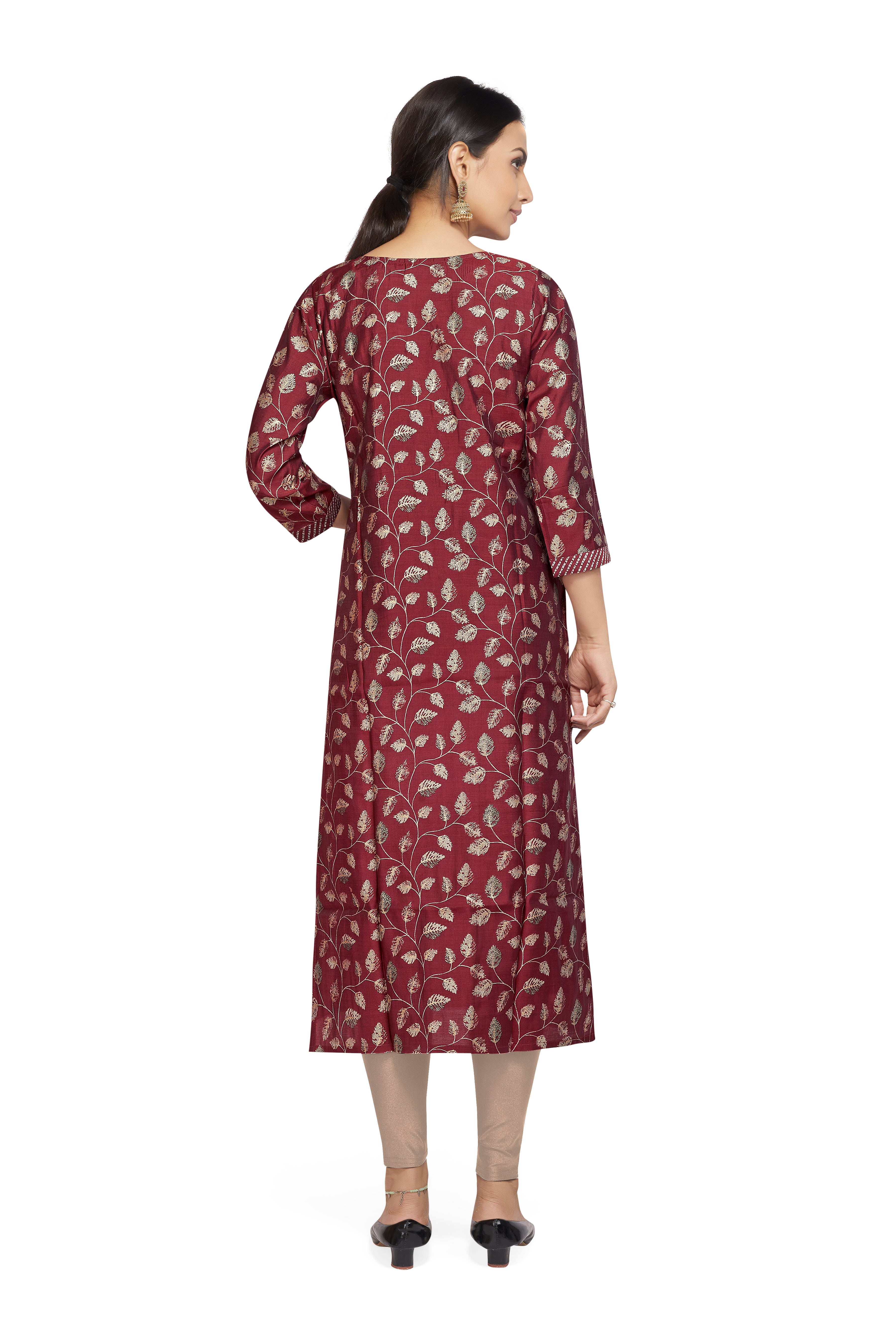 WINE PRINTED FOIL KURTI