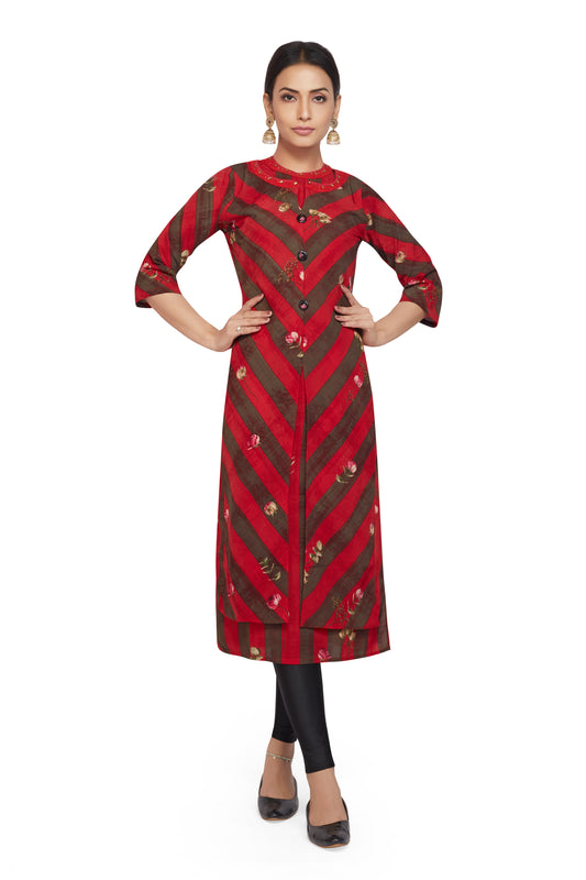 CROSS STRIPED PRINTED KURTI