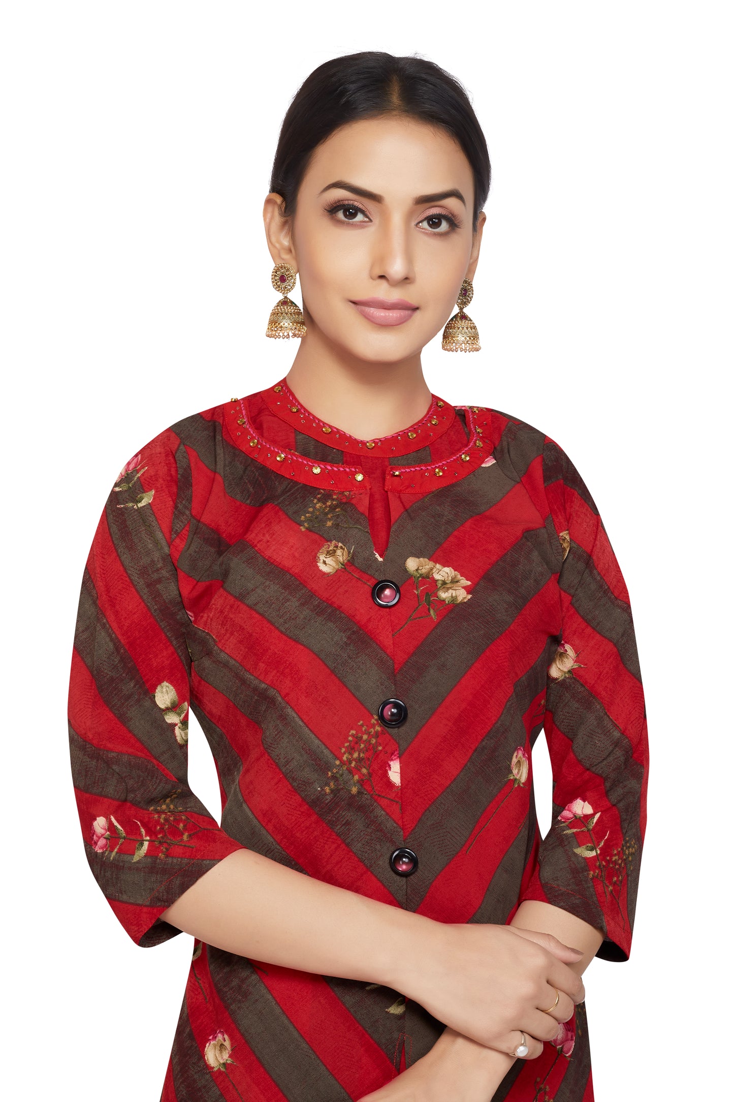 CROSS STRIPED PRINTED KURTI