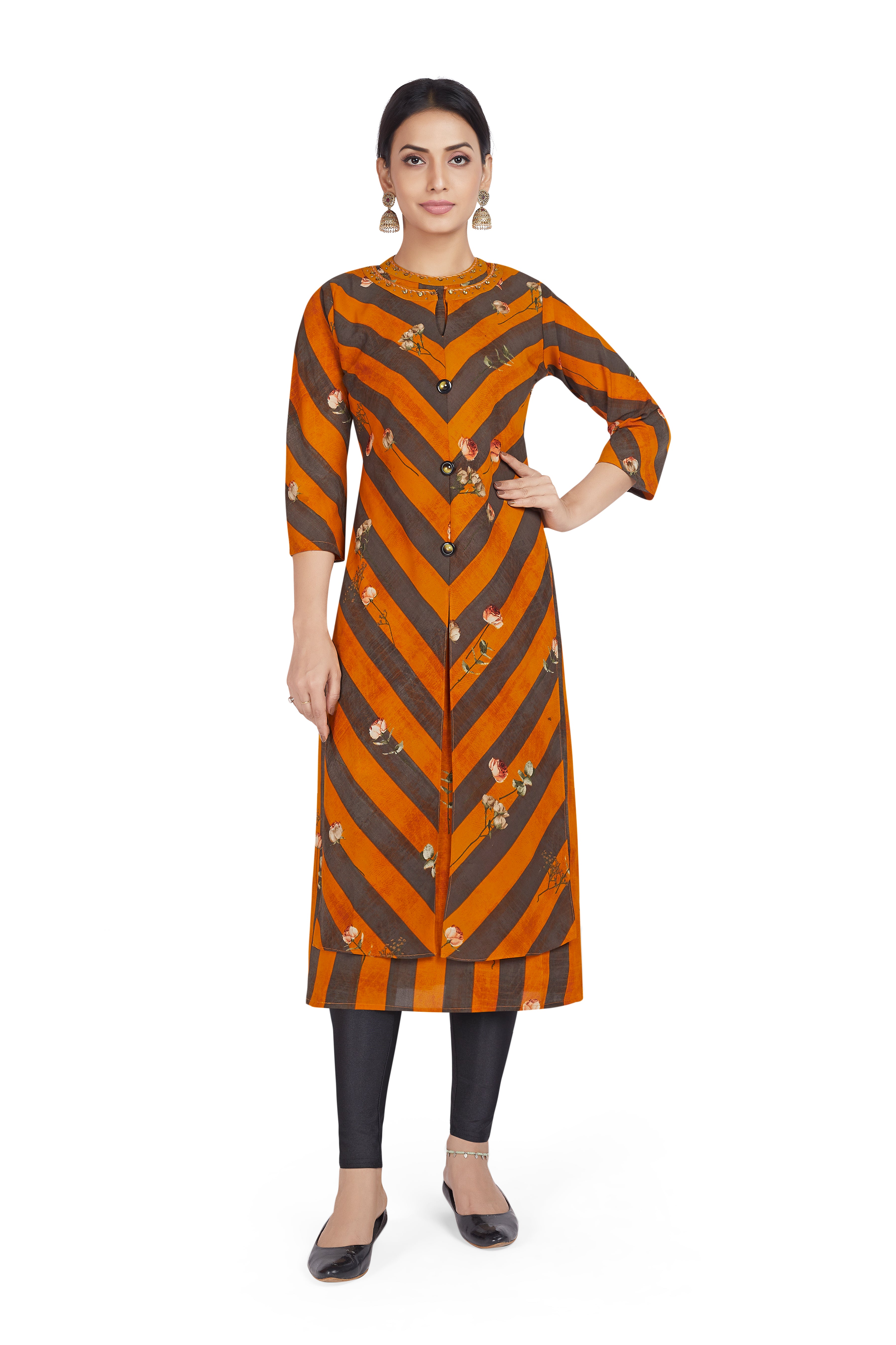 CROSS STRIPED PRINTED KURTI