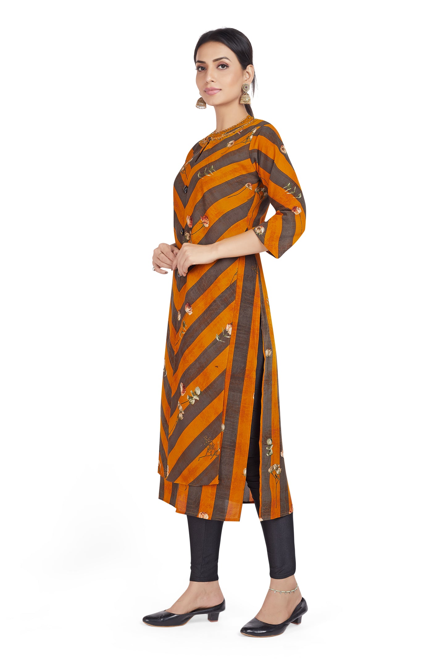 CROSS STRIPED PRINTED KURTI