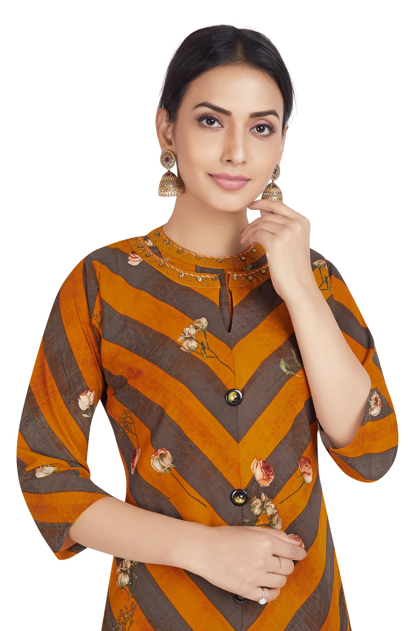 CROSS STRIPED PRINTED KURTI