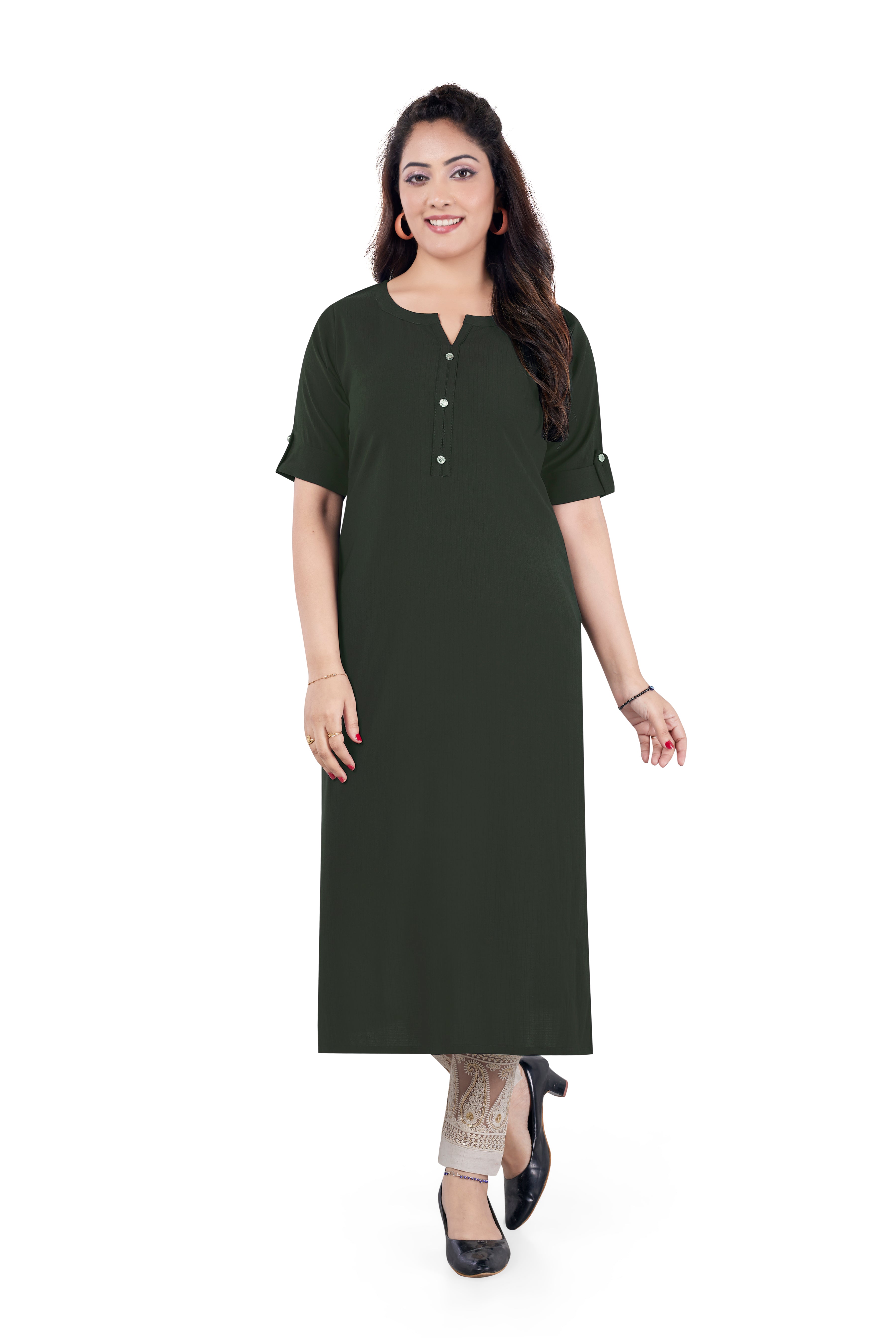 BASIC BOTTLE GREEN KURTI