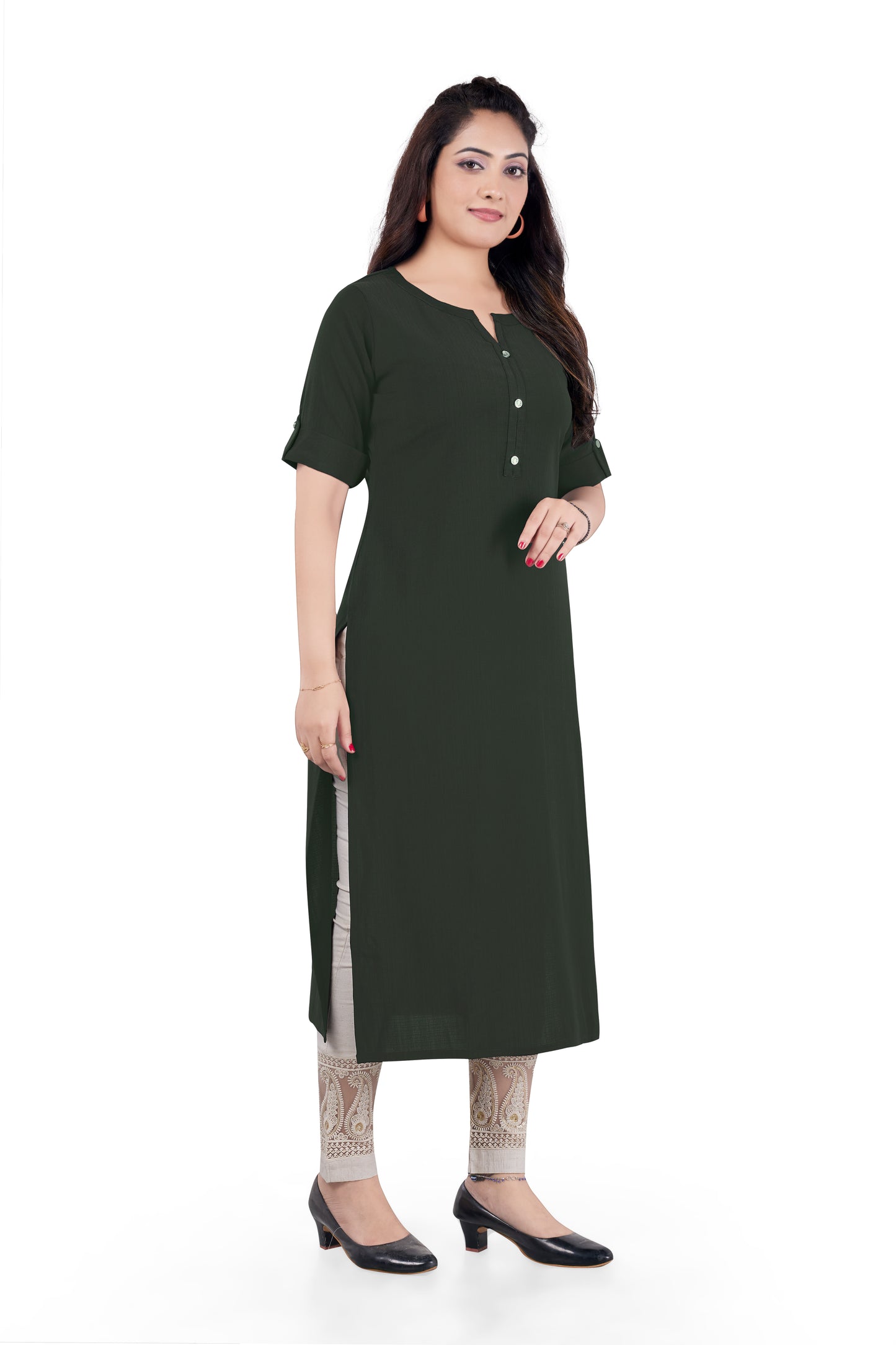 BASIC BOTTLE GREEN KURTI